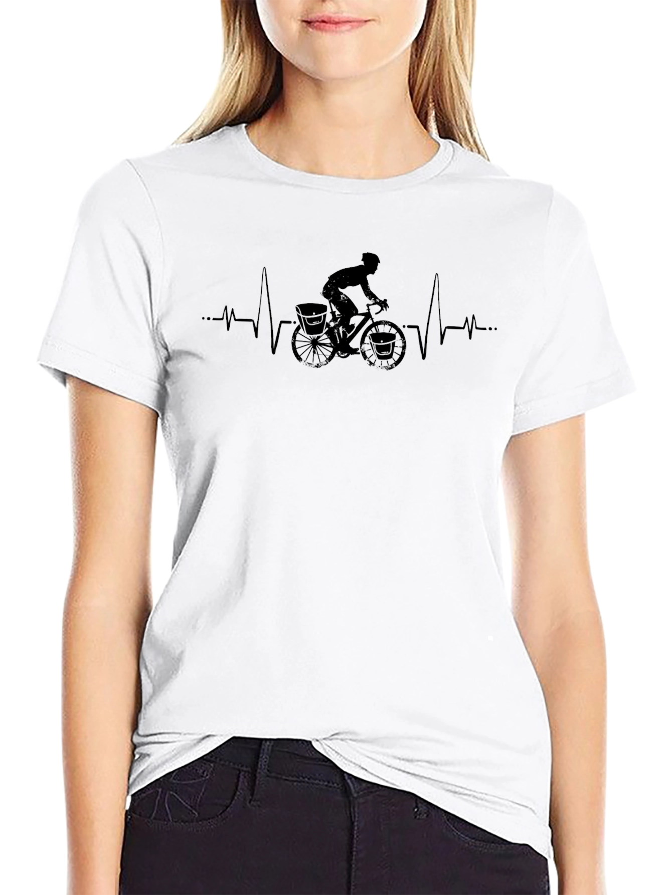Cycling Heartbeat T-Shirt - Black