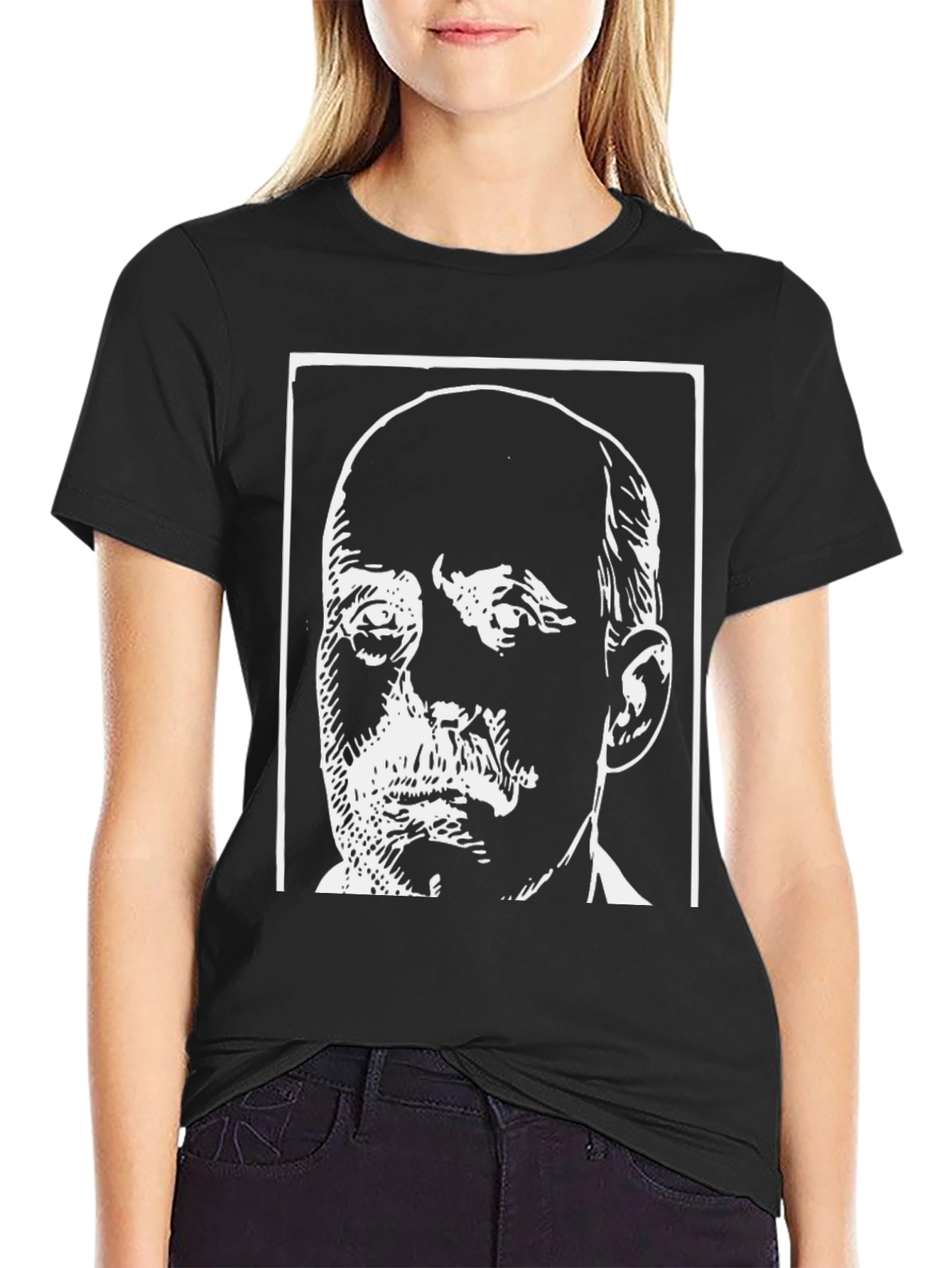 Black T-Shirt with Bold Face Graphic