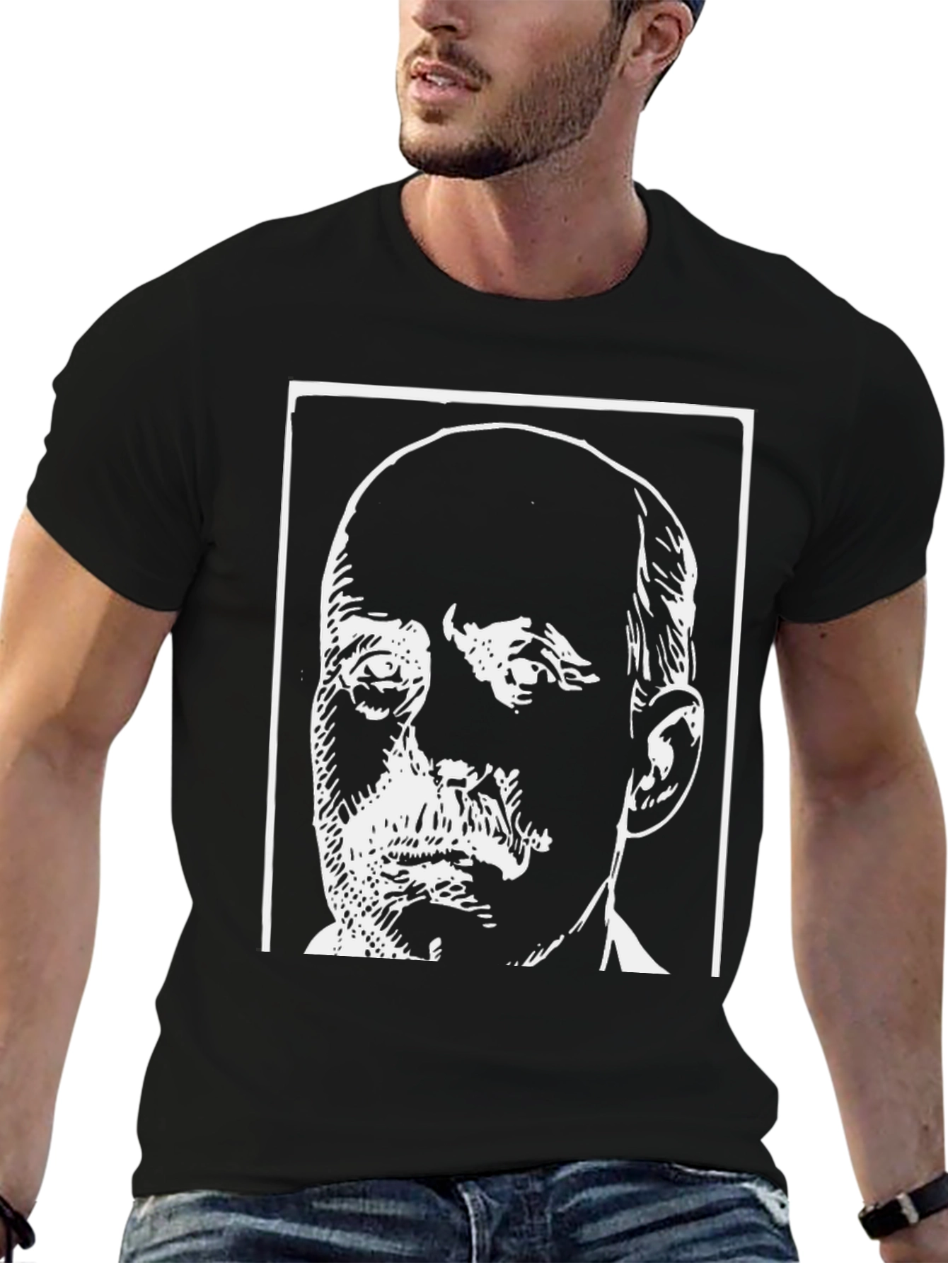 Black T-Shirt with Bold Face Graphic
