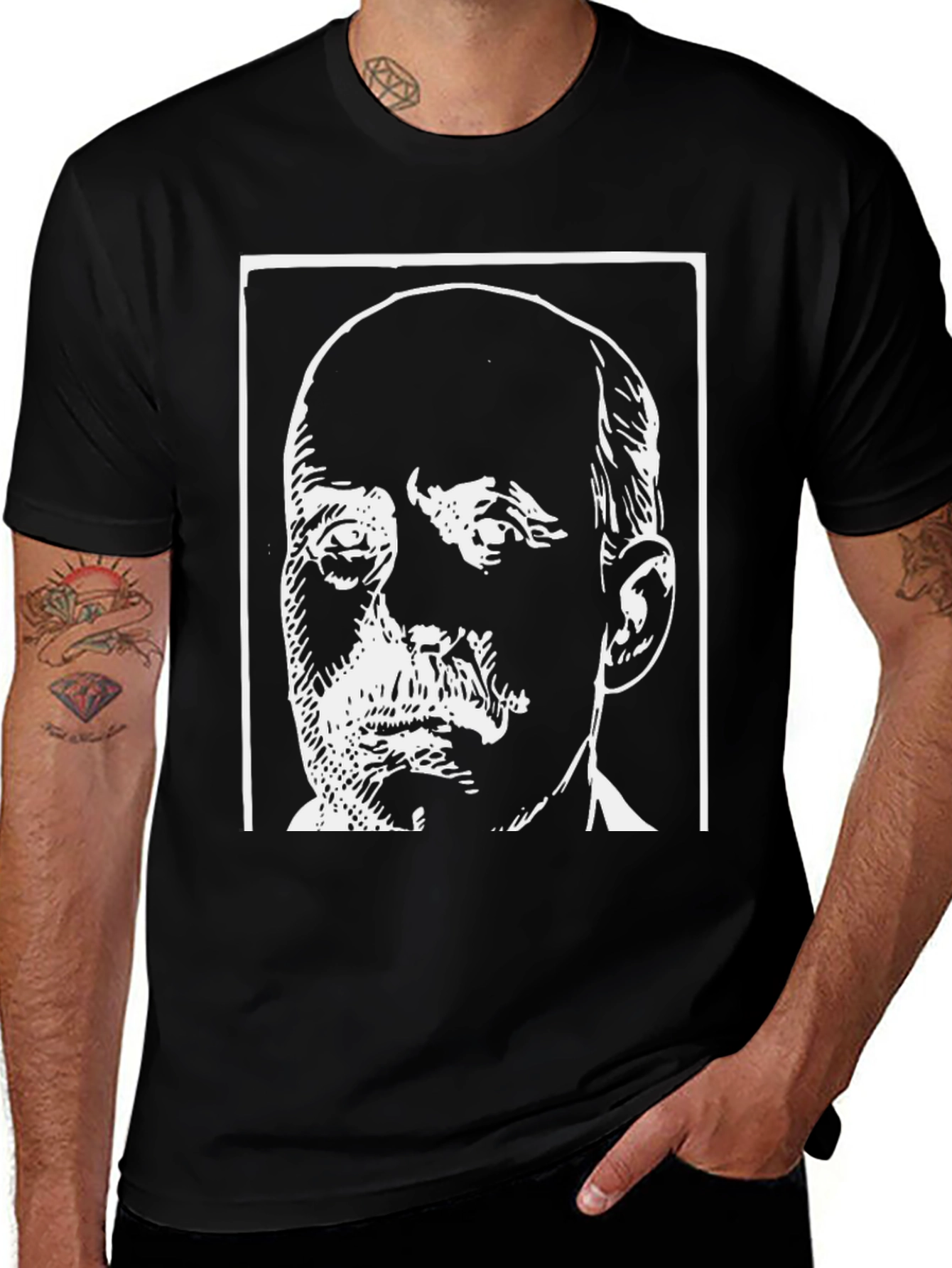 Black T-Shirt with Bold Face Graphic