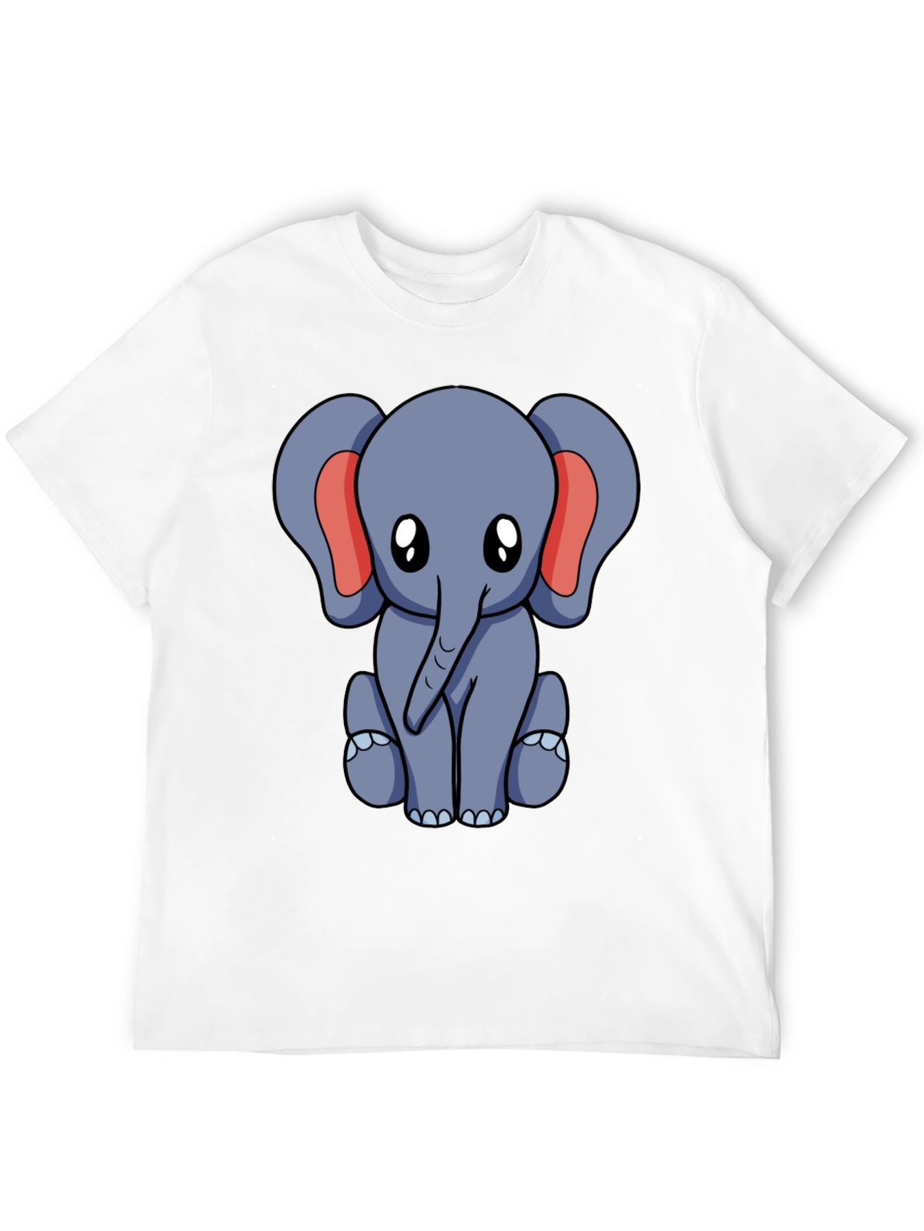 Cute Elephant Graphic Tee - Black Cotton Blend