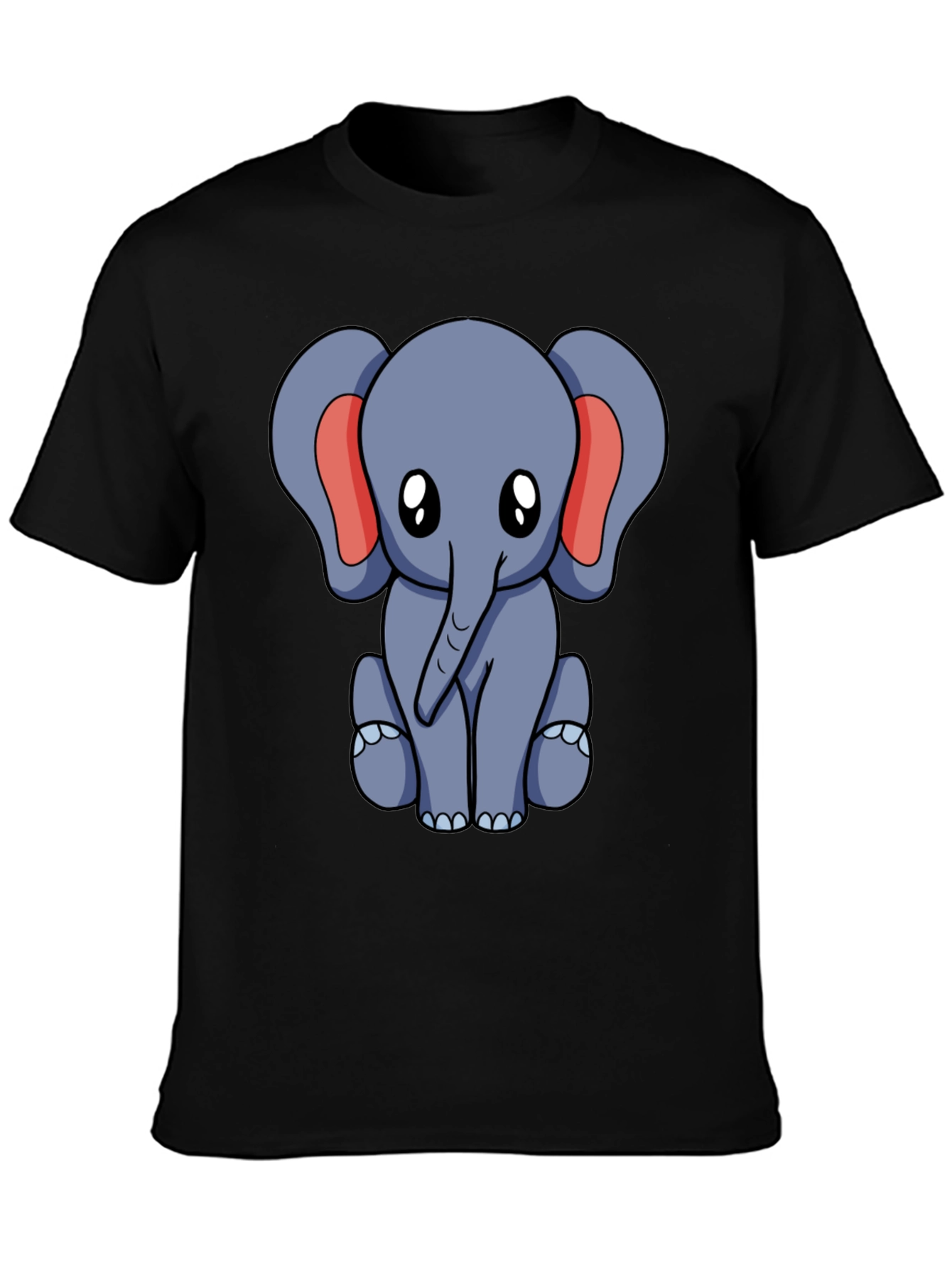 Cute Elephant Graphic Tee - Black Cotton Blend