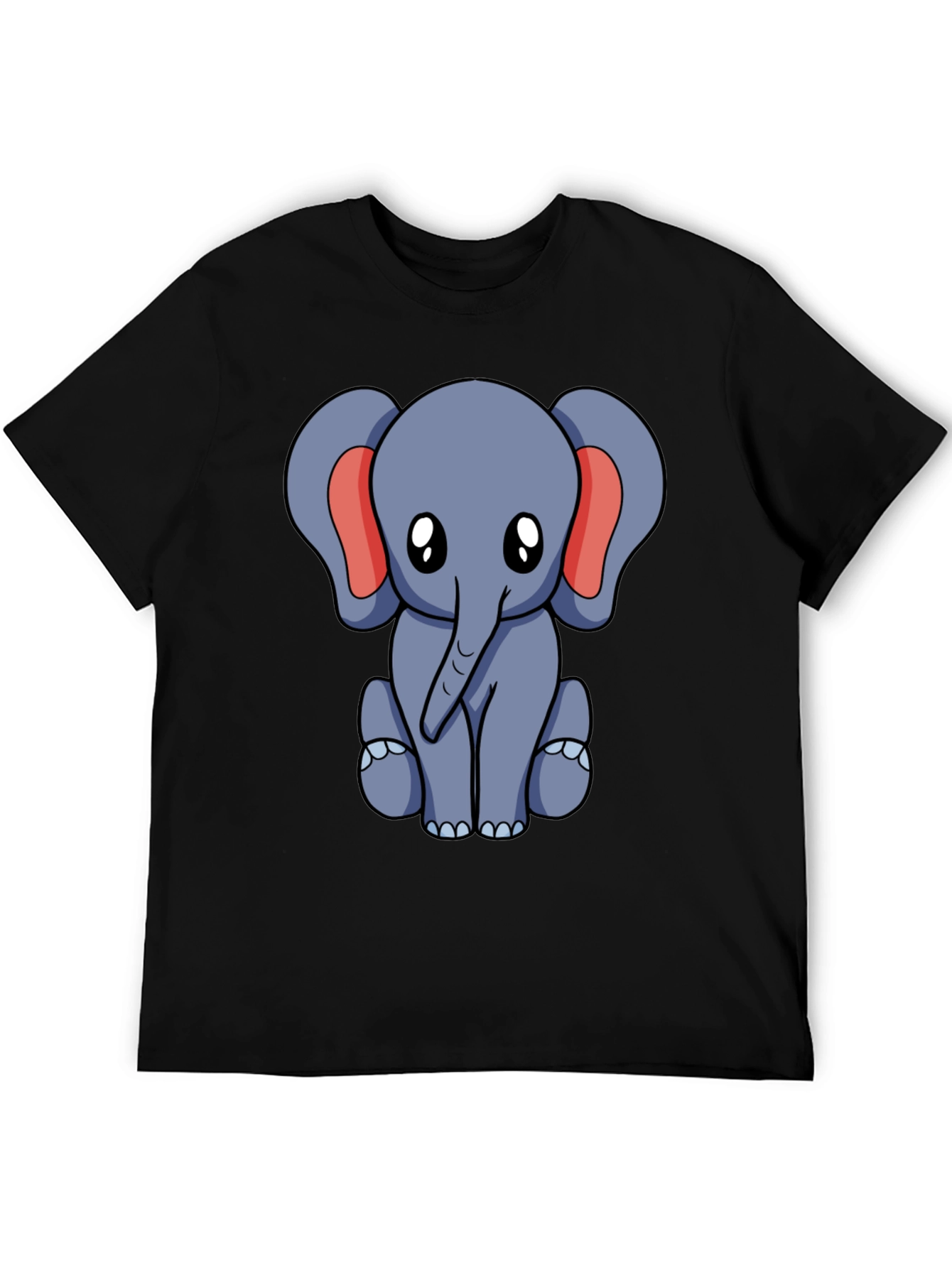 Cute Elephant Graphic Tee - Black Cotton Blend