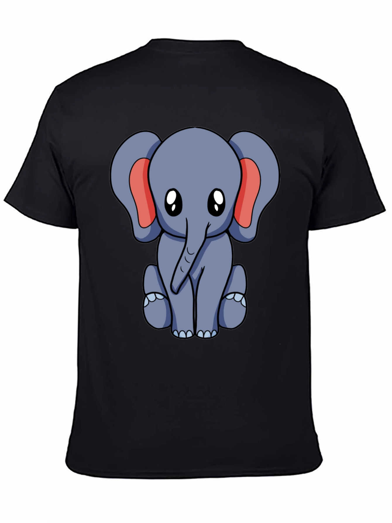Cute Elephant Graphic Tee - Black Cotton Blend