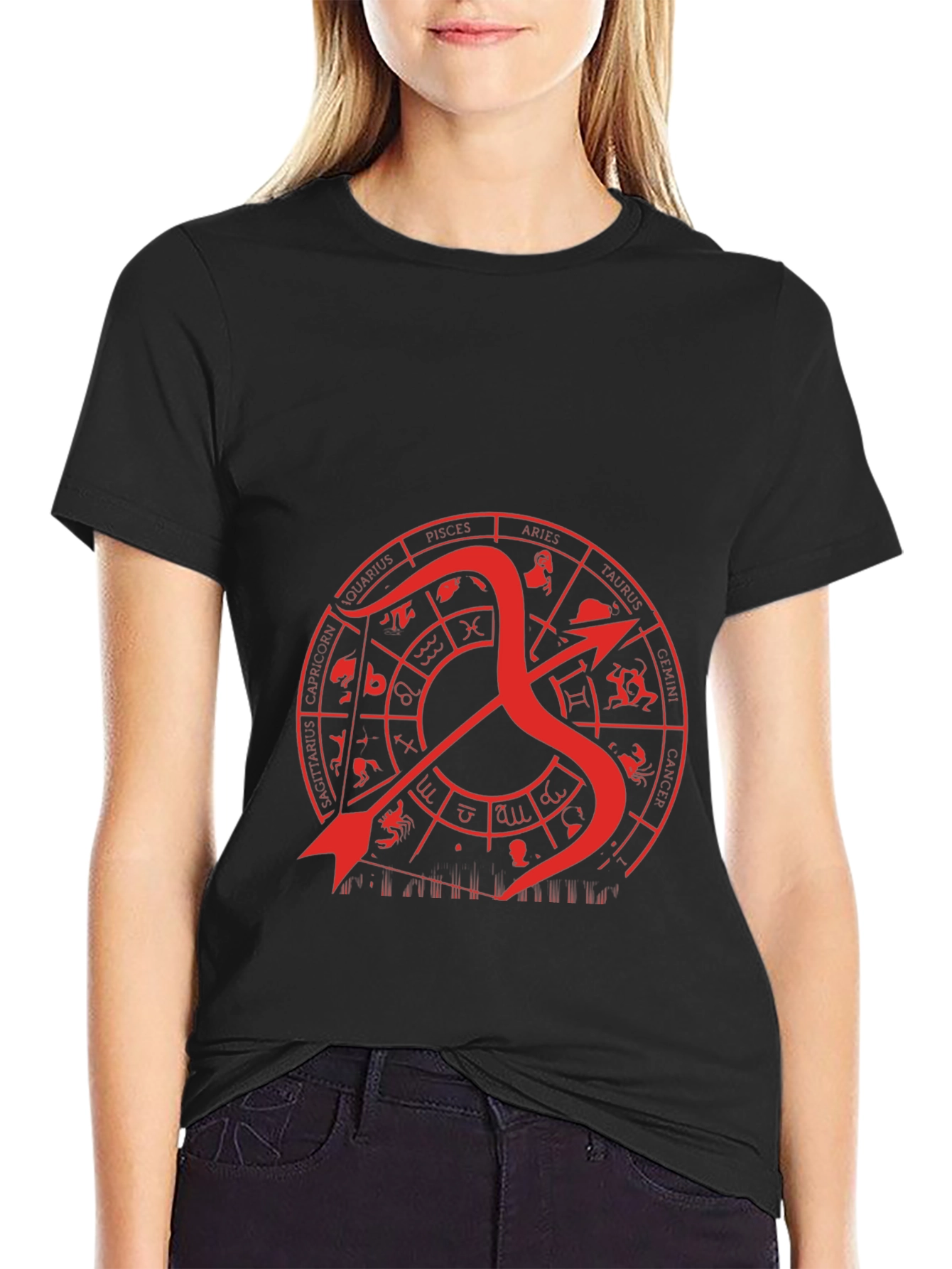 Sagittarius Zodiac Graphic T-Shirt - Black