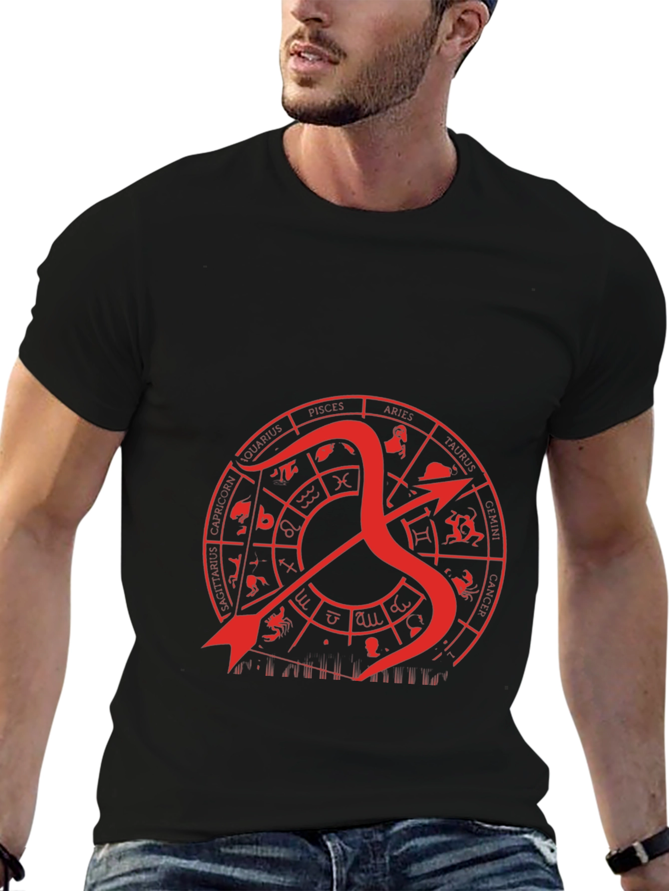 Sagittarius Zodiac Graphic T-Shirt - Black