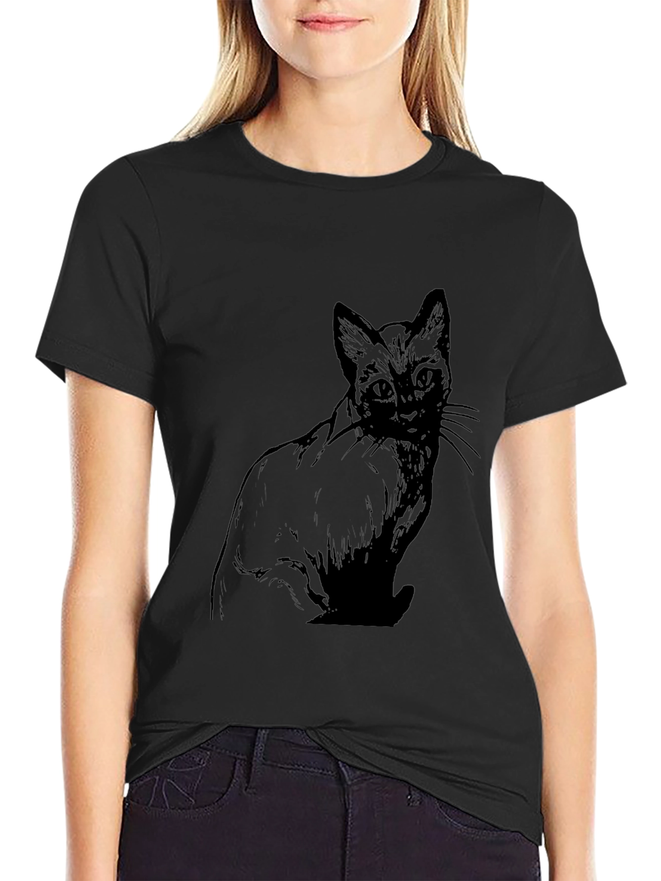 Black Cat Graphic Tee - Mens Fashion
