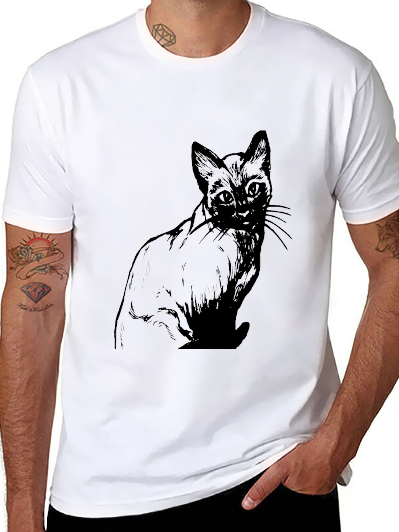 Black Cat Graphic Tee - Mens Fashion