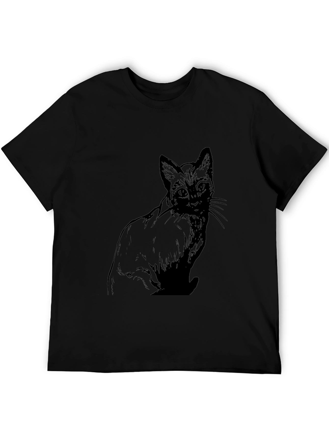 Black Cat Graphic Tee - Mens Fashion