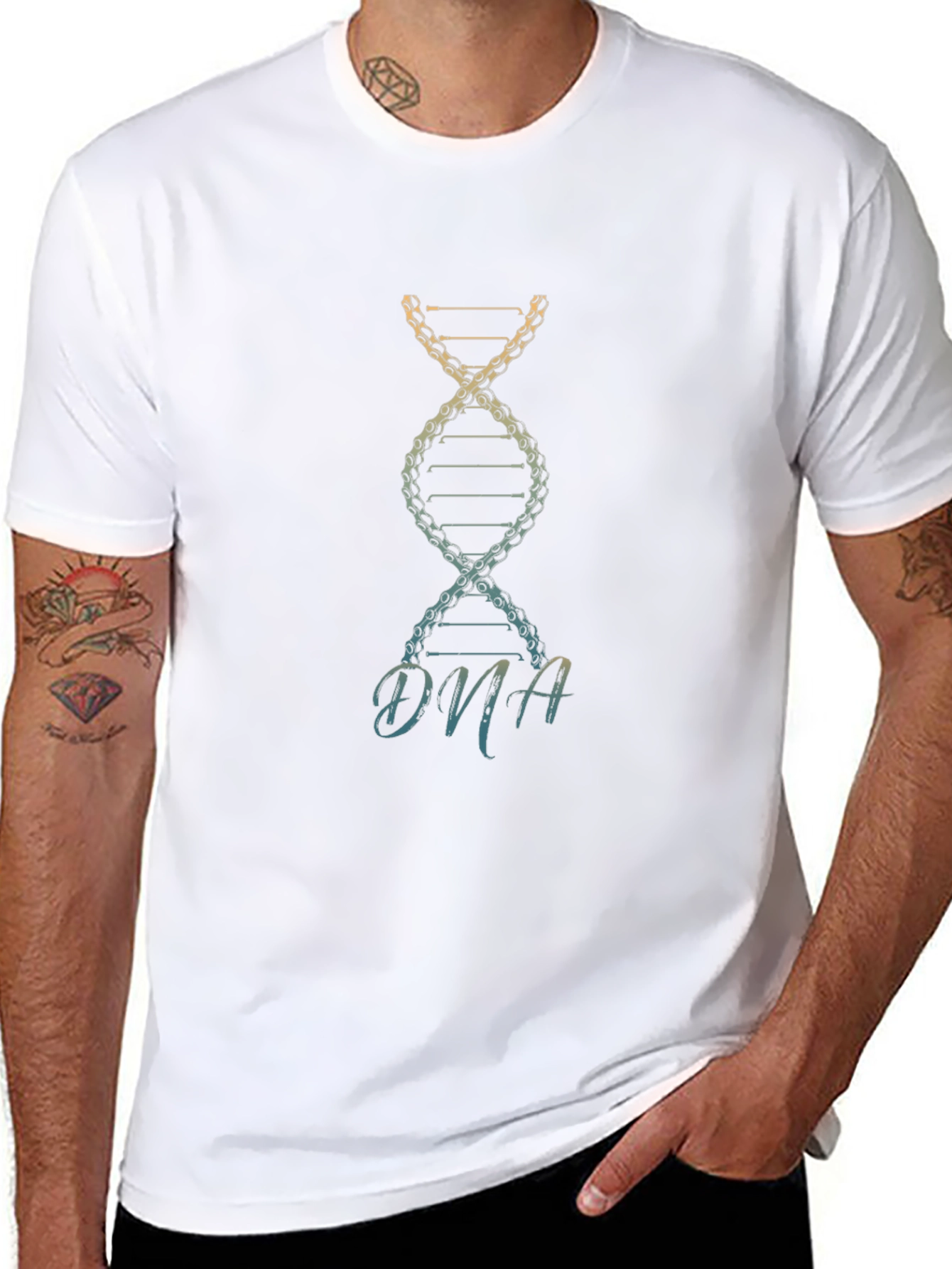 DNA Chain Graphic Black T-Shirt