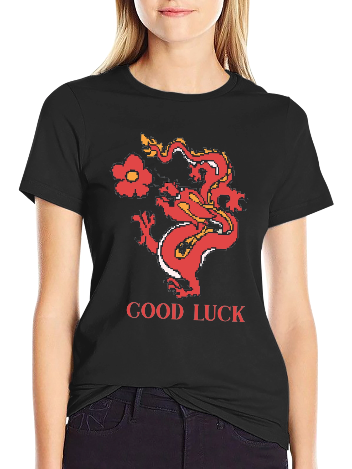 Good Luck Dragon Graphic Tee - Retro Style
