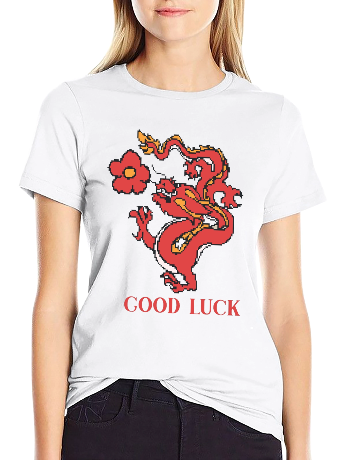 Good Luck Dragon Graphic Tee - Retro Style
