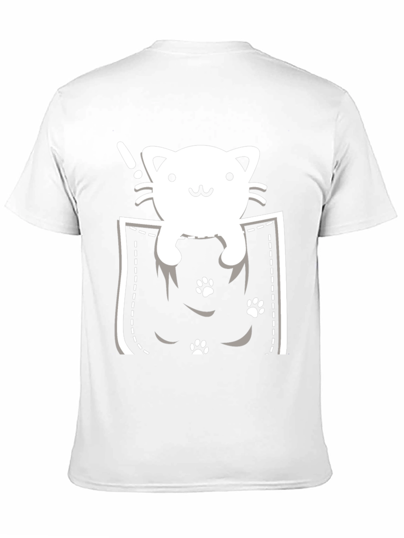 Cute Cat Pocket T-Shirt - Black Tee