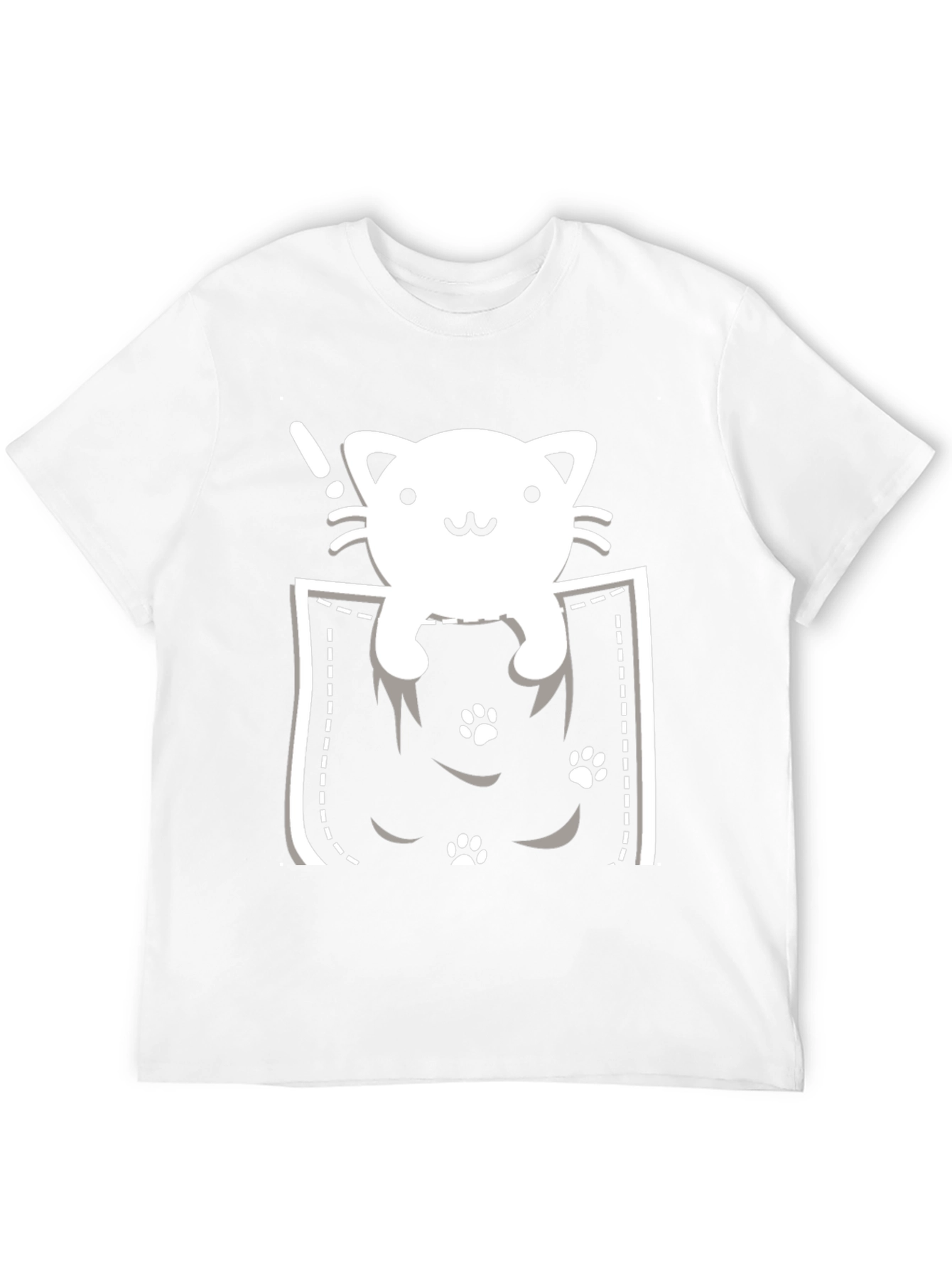 Cute Cat Pocket T-Shirt - Black Tee