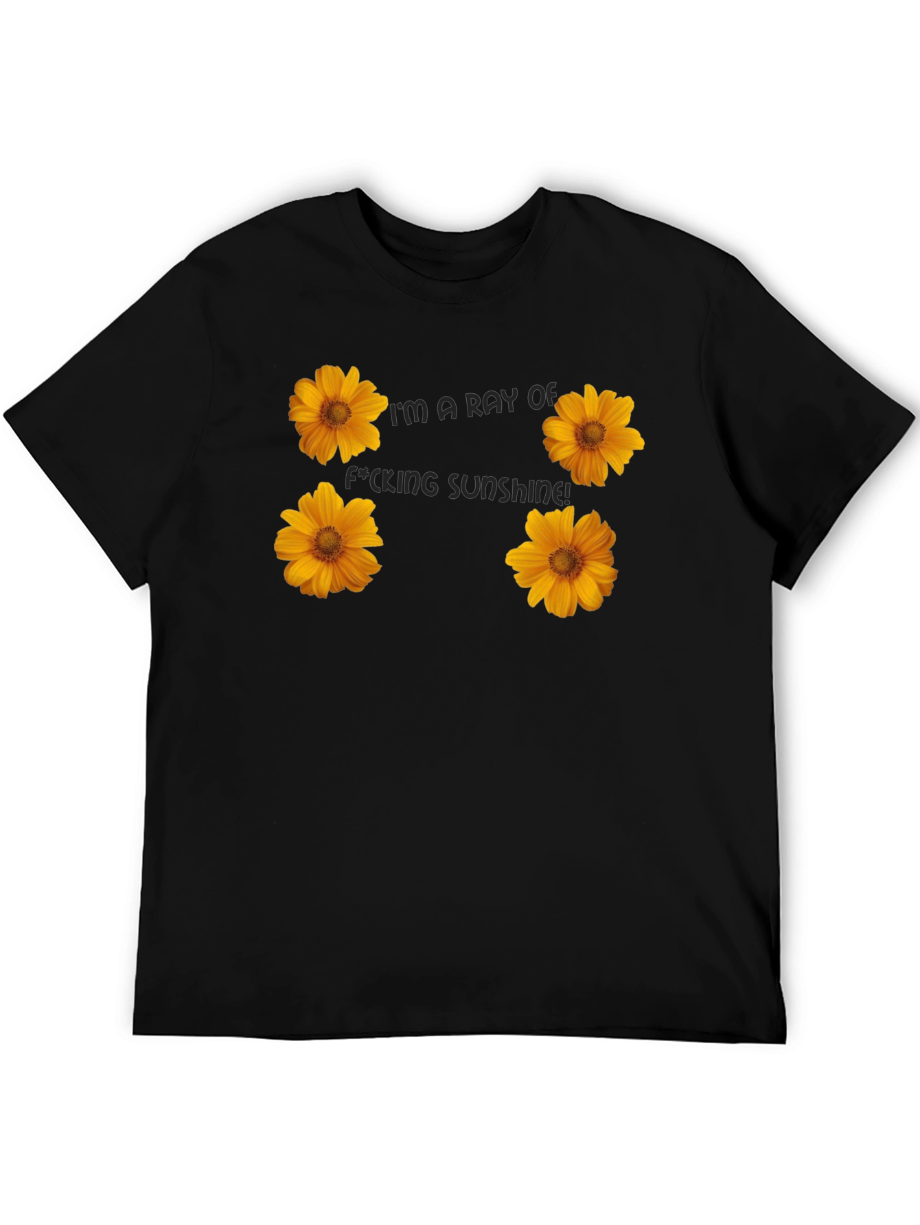 Floral Sunshine Graphic Tee - Black Cotton T-Shirt