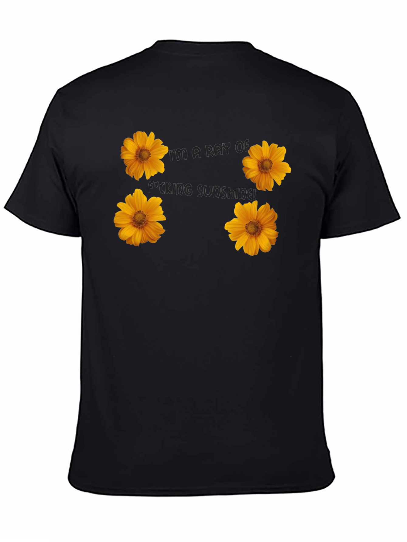 Floral Sunshine Graphic Tee - Black Cotton T-Shirt