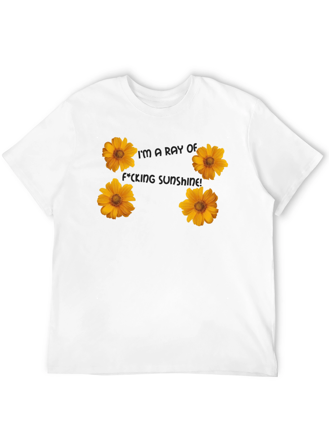 Floral Sunshine Graphic Tee - Black Cotton T-Shirt