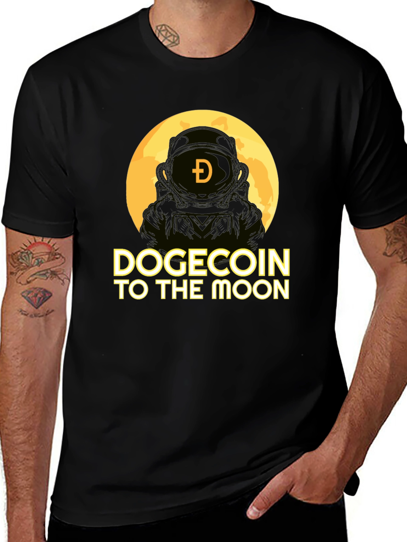Dogecoin To The Moon Black T-Shirt