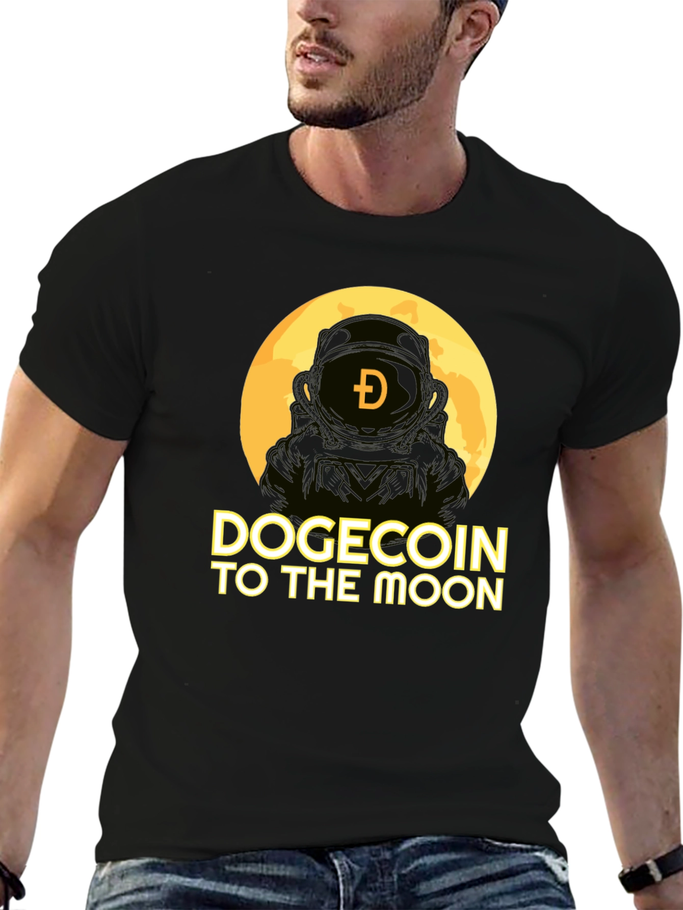 Dogecoin To The Moon Black T-Shirt