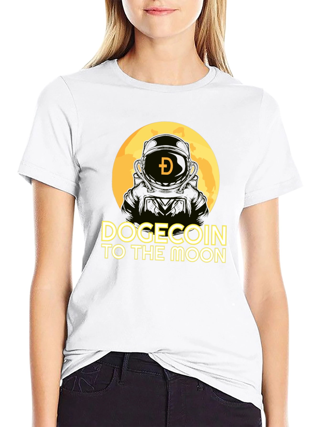 Dogecoin To The Moon Black T-Shirt