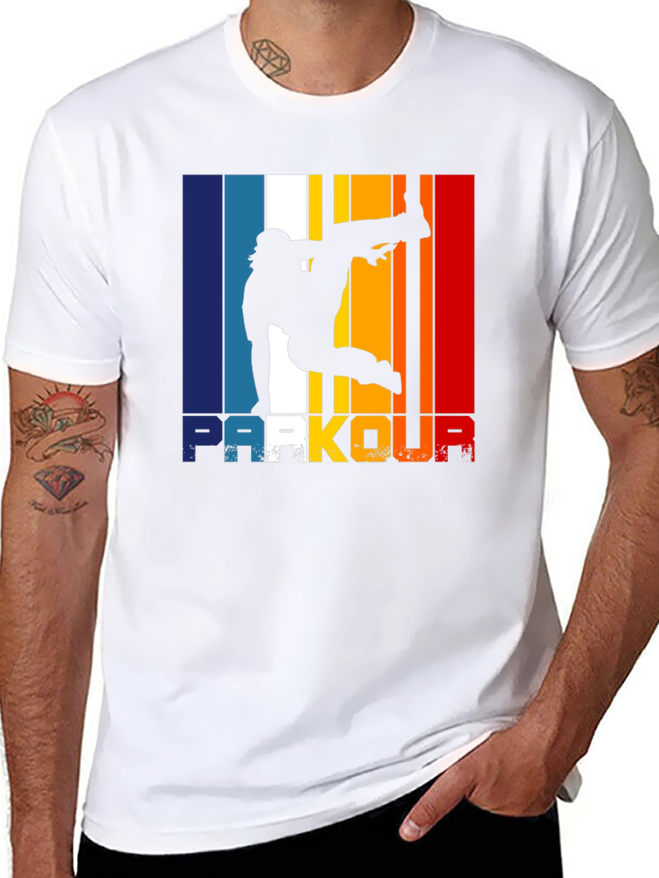 Parkour Silhouette Retro Style Graphic T-Shirt