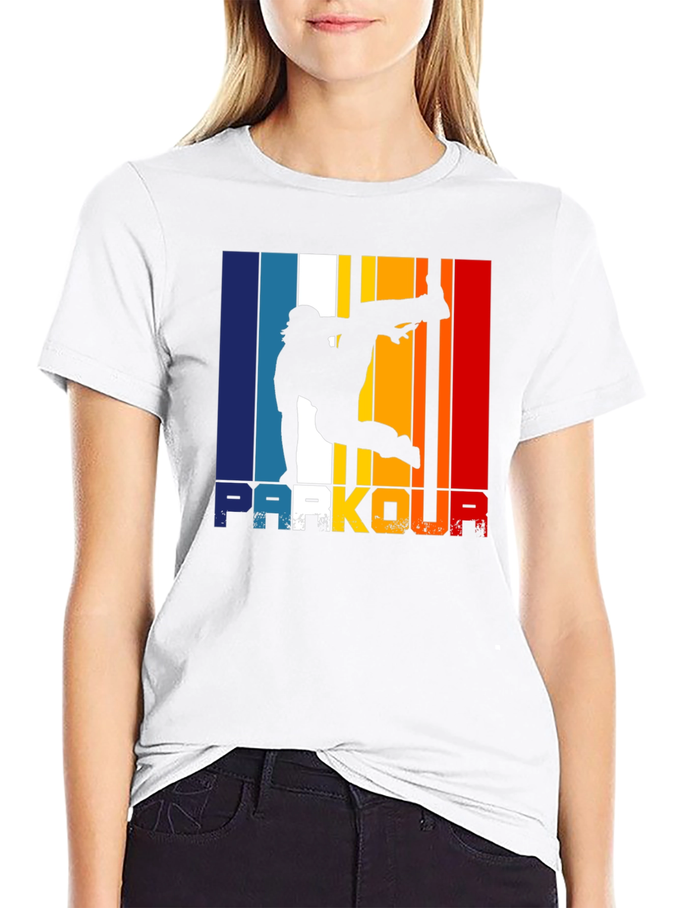 Parkour Silhouette Retro Style Graphic T-Shirt