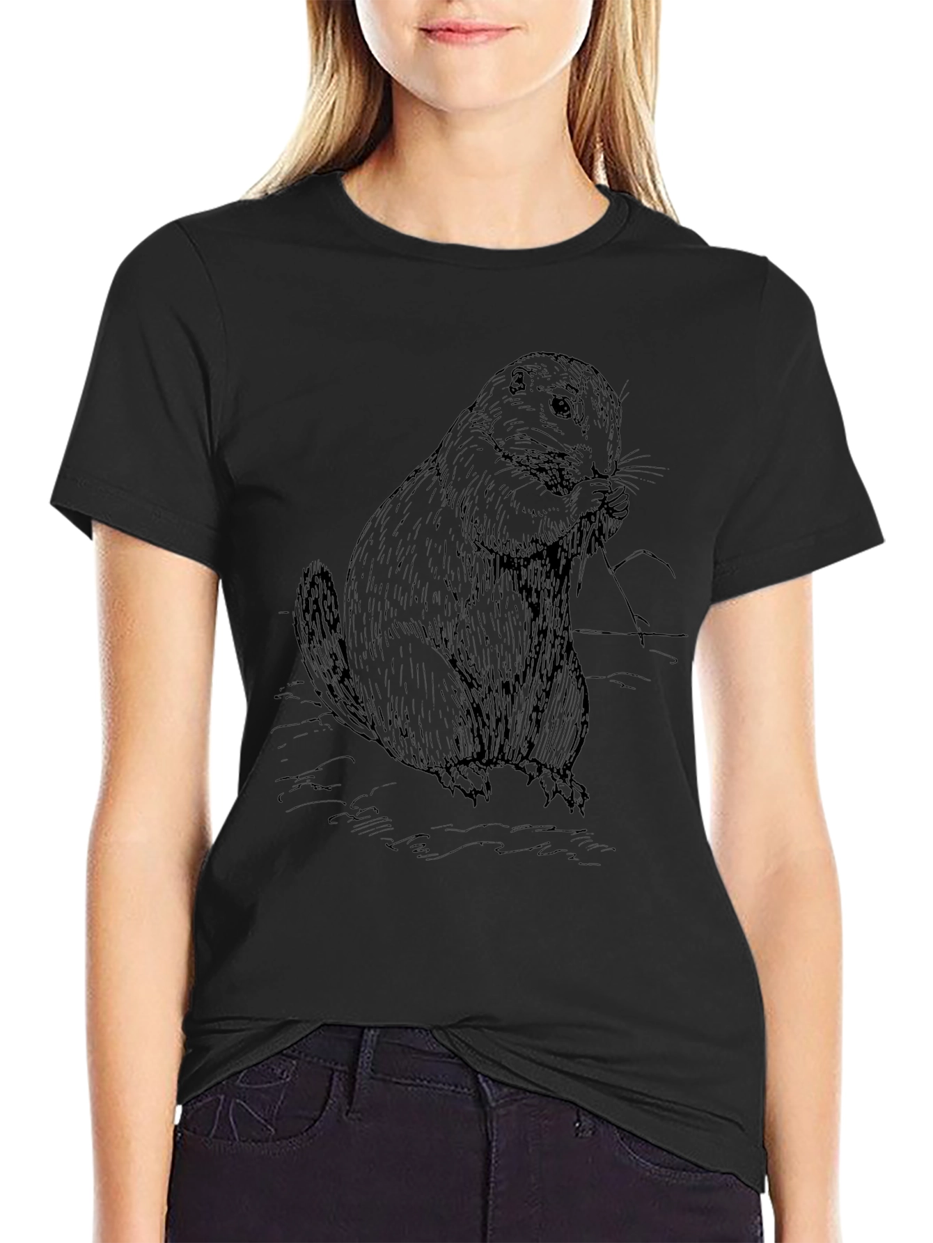 Groundhog Graphic Tee - Black Cotton Blend
