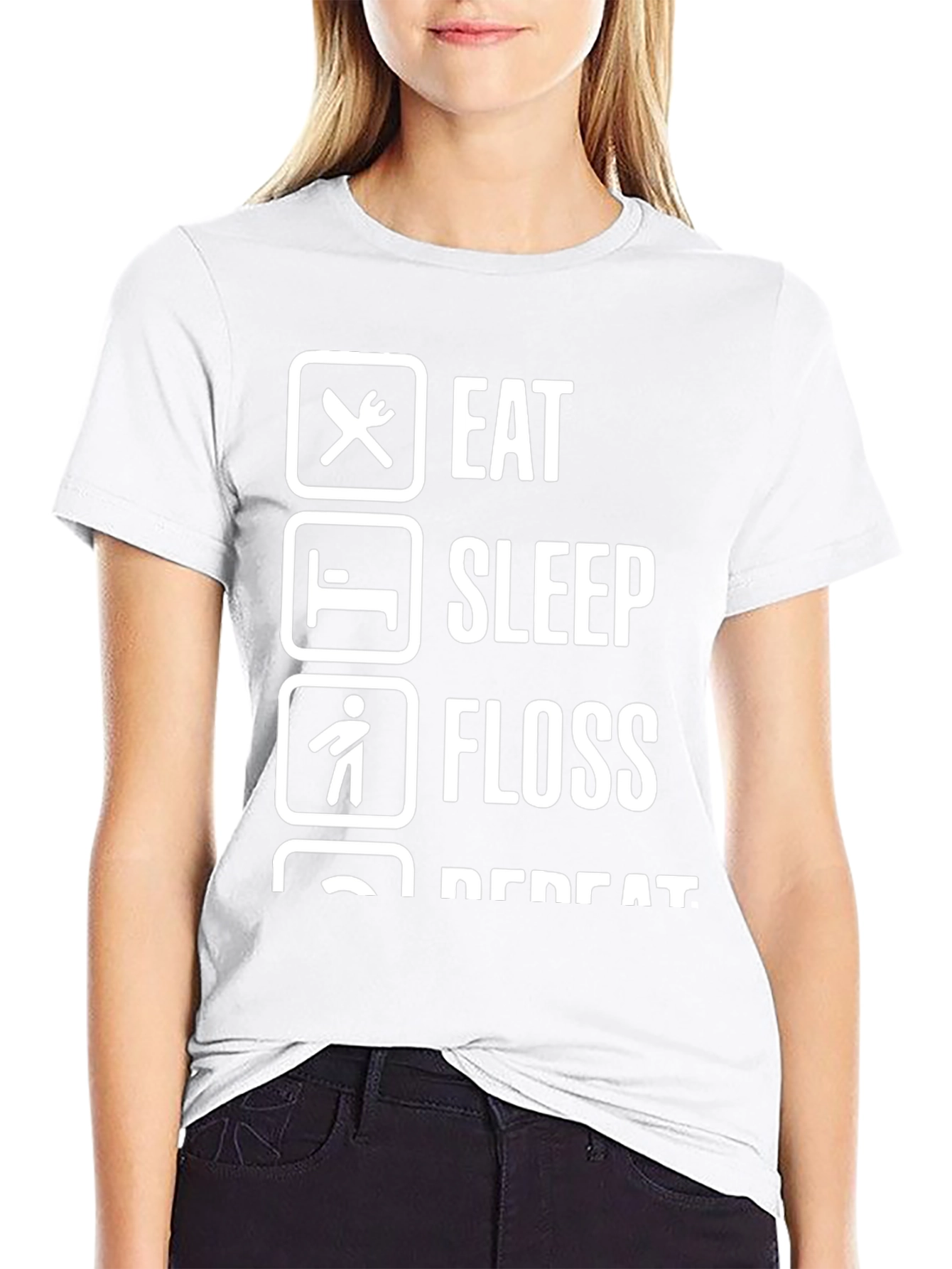 Eat Sleep Floss Repeat Graphic Tee