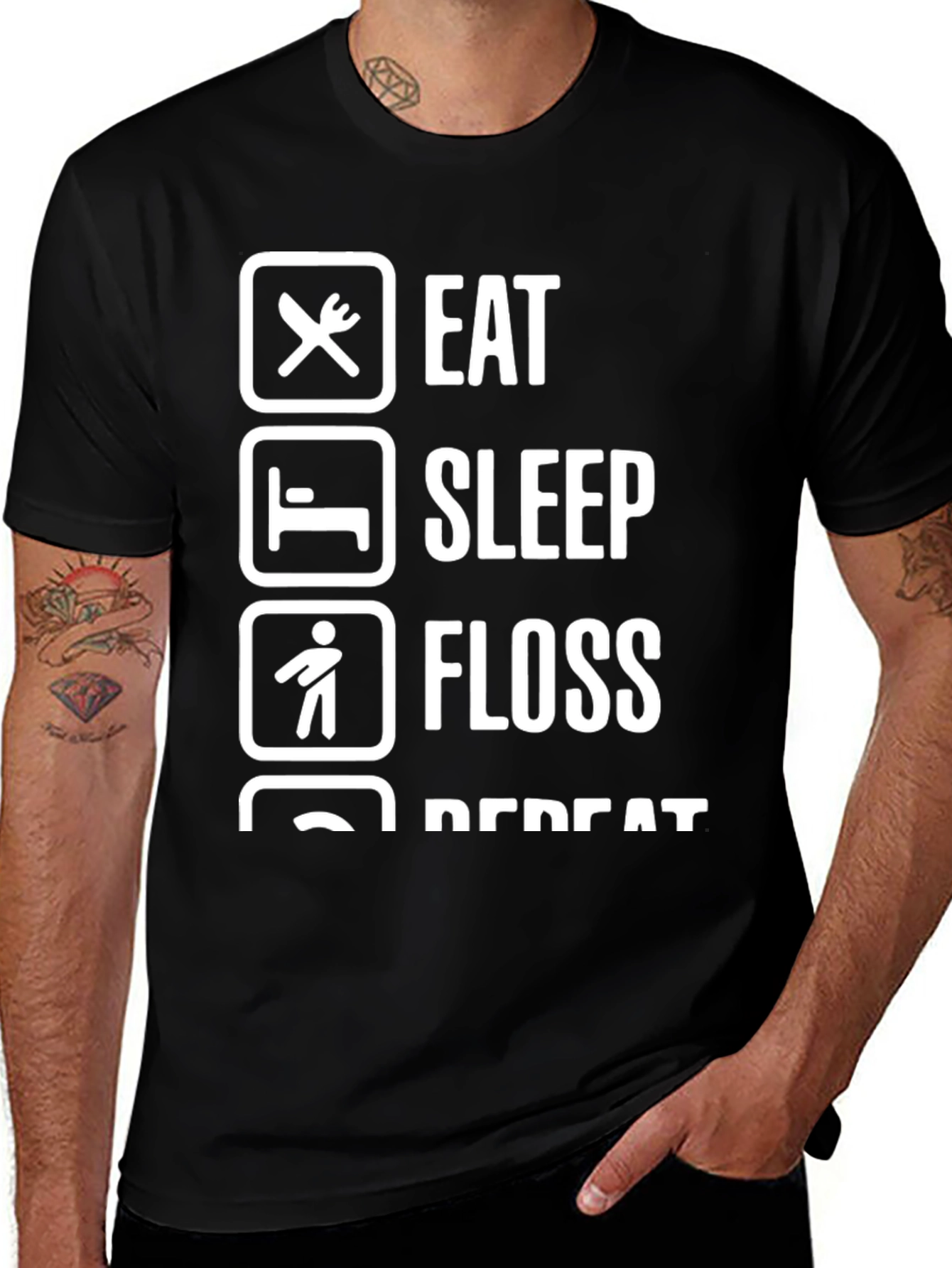 Eat Sleep Floss Repeat Graphic Tee