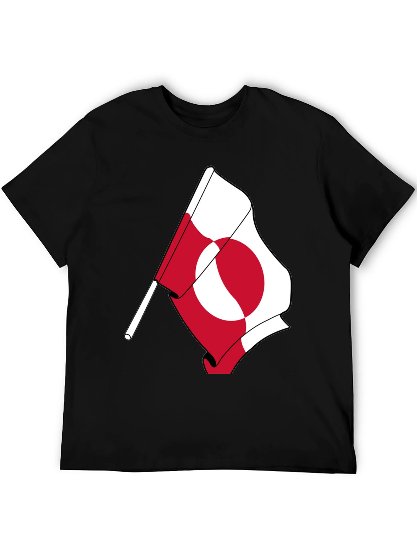 Greenland Flag Graphic Tee - Black Cotton Shirt