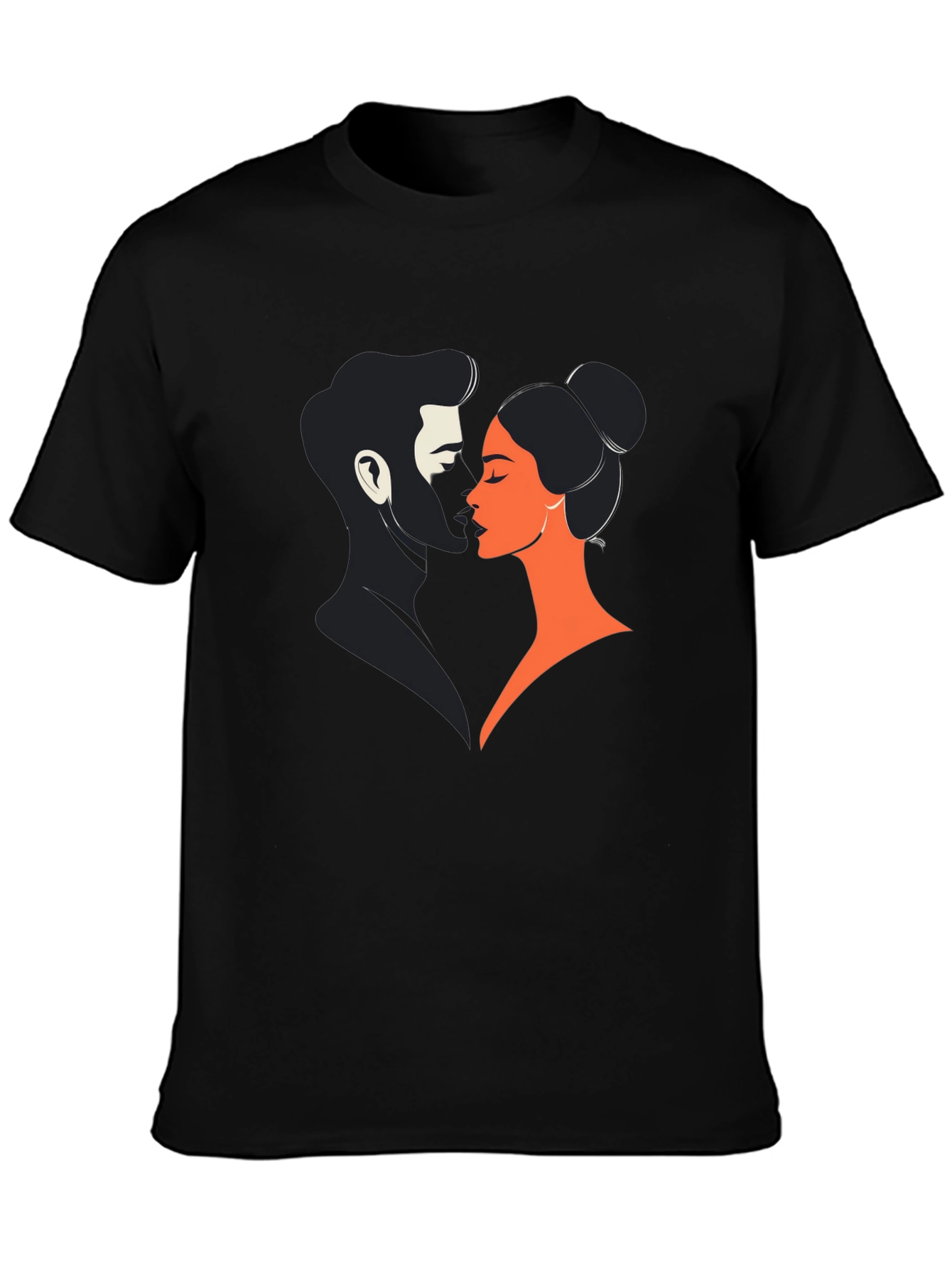 Romantic Couple Graphic Tee - Black