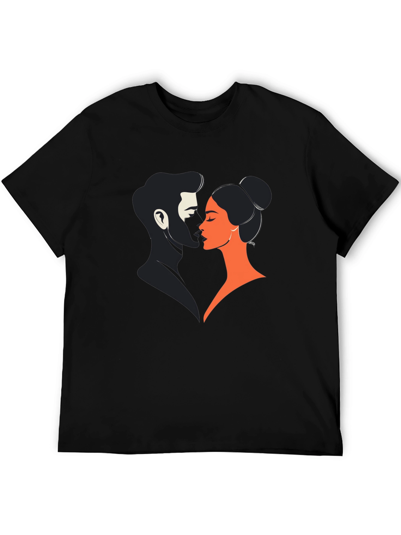 Romantic Couple Graphic Tee - Black