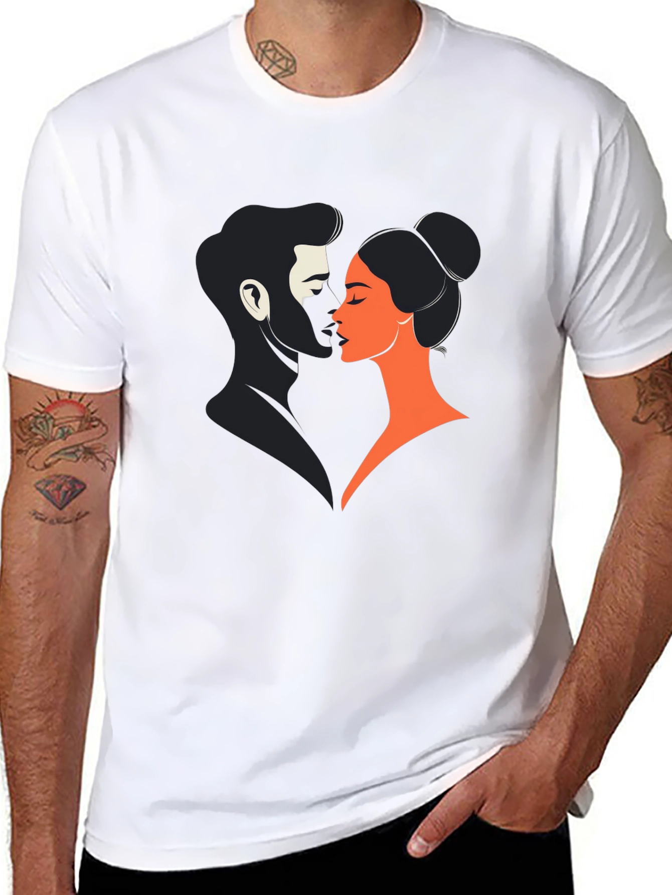 Romantic Couple Graphic Tee - Black