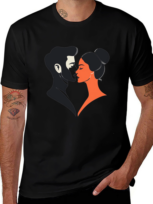 Romantic Couple Graphic Tee - Black