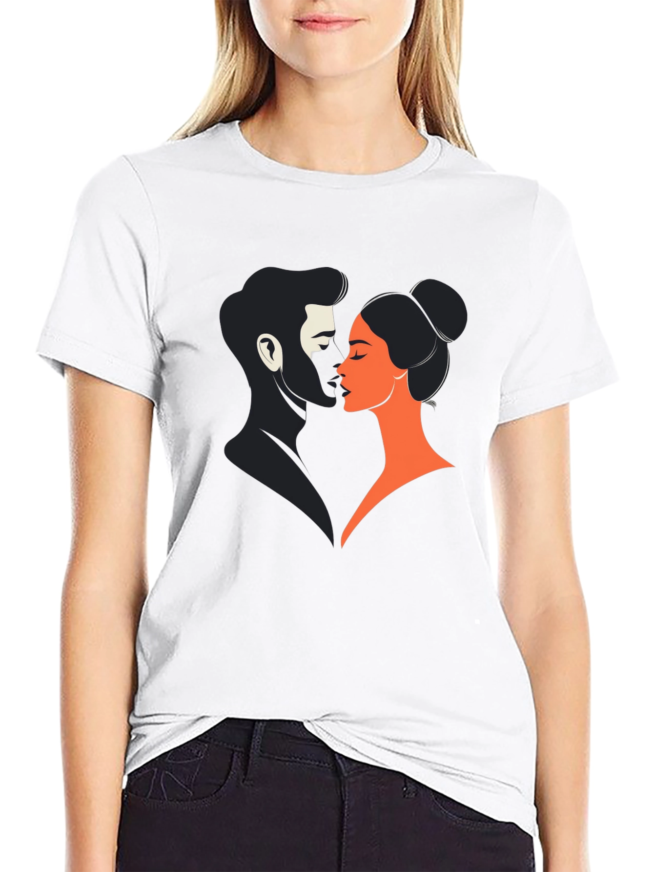 Romantic Couple Graphic Tee - Black