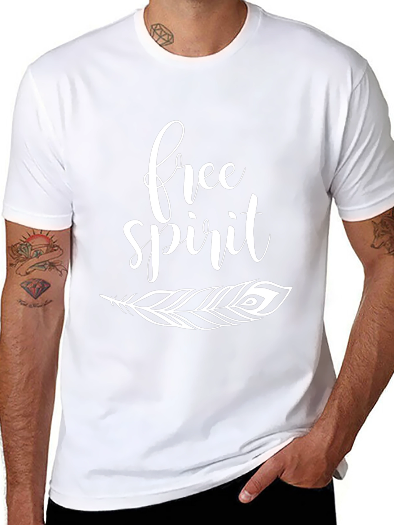 Free Spirit Feather Graphic Tee - Black