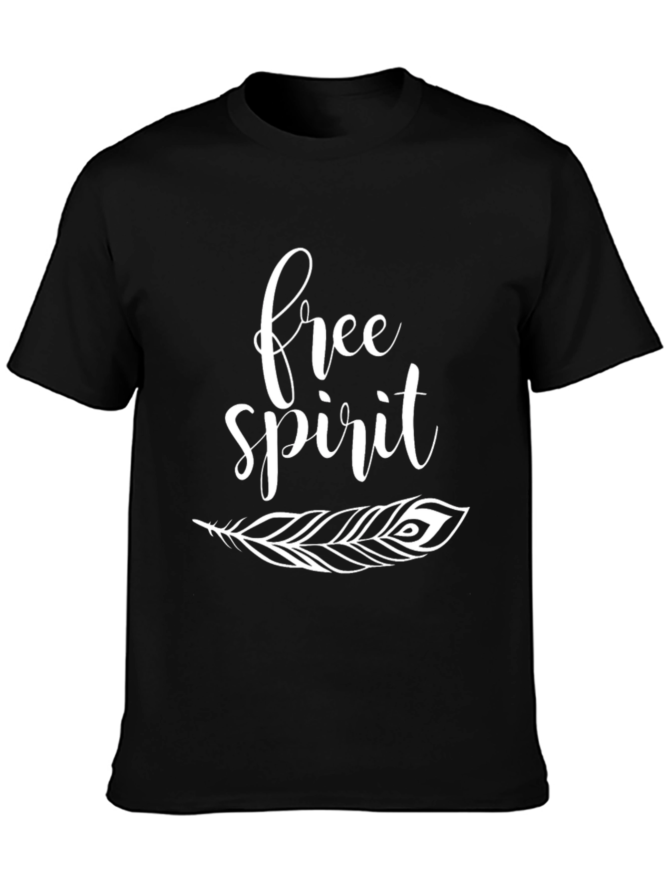 Free Spirit Feather Graphic Tee - Black