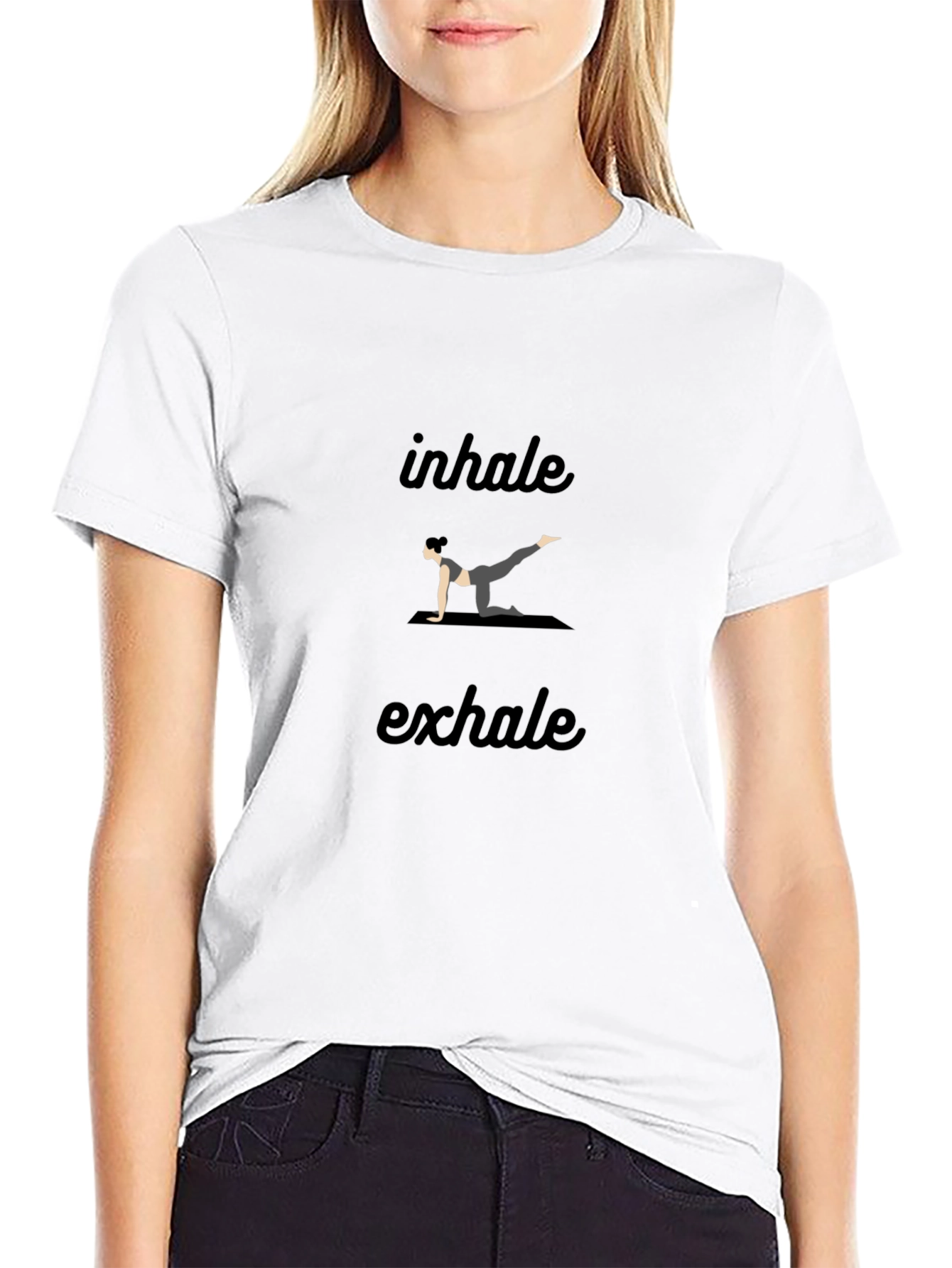 Inhale Exhale Yoga Pose Black T-Shirt