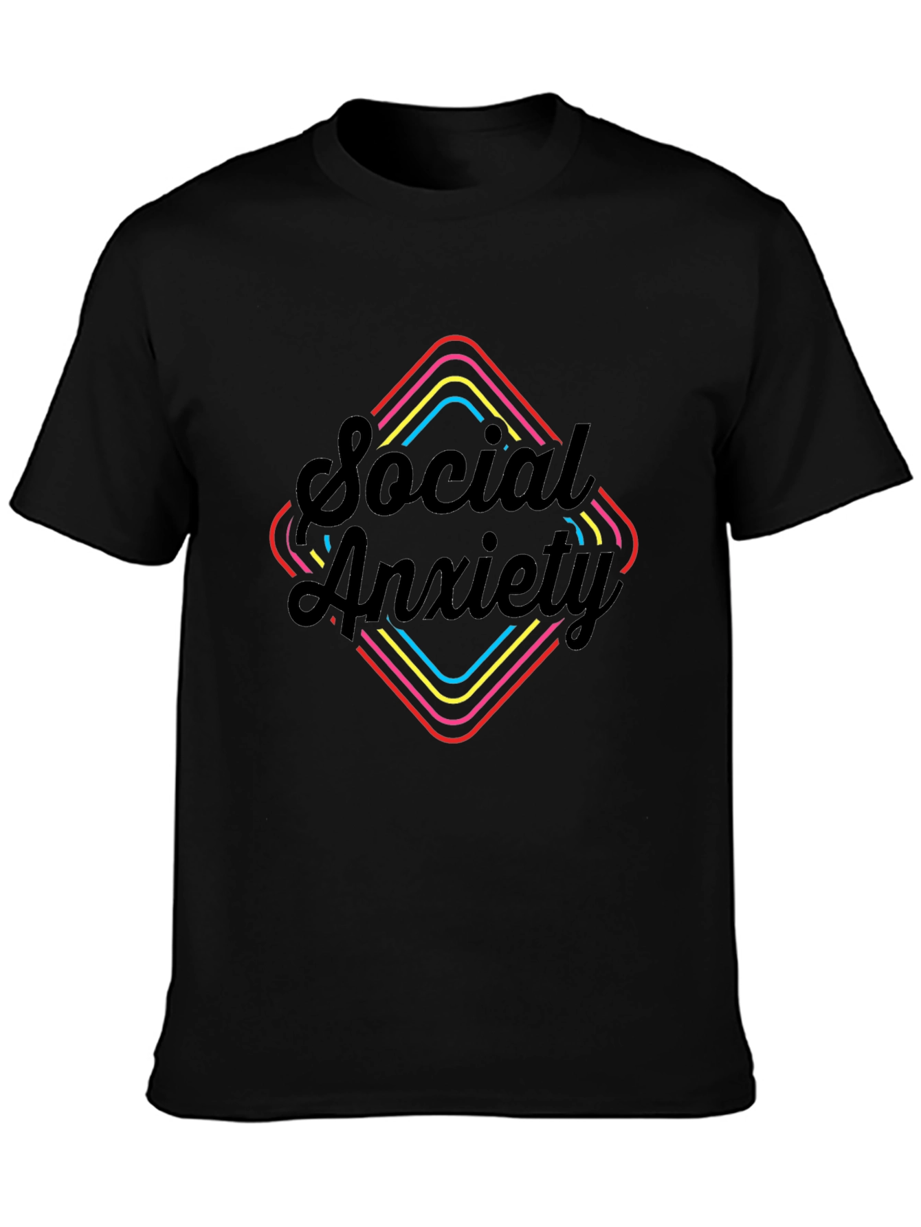 Social Anxiety Graphic Tee - Black Short Sleeve