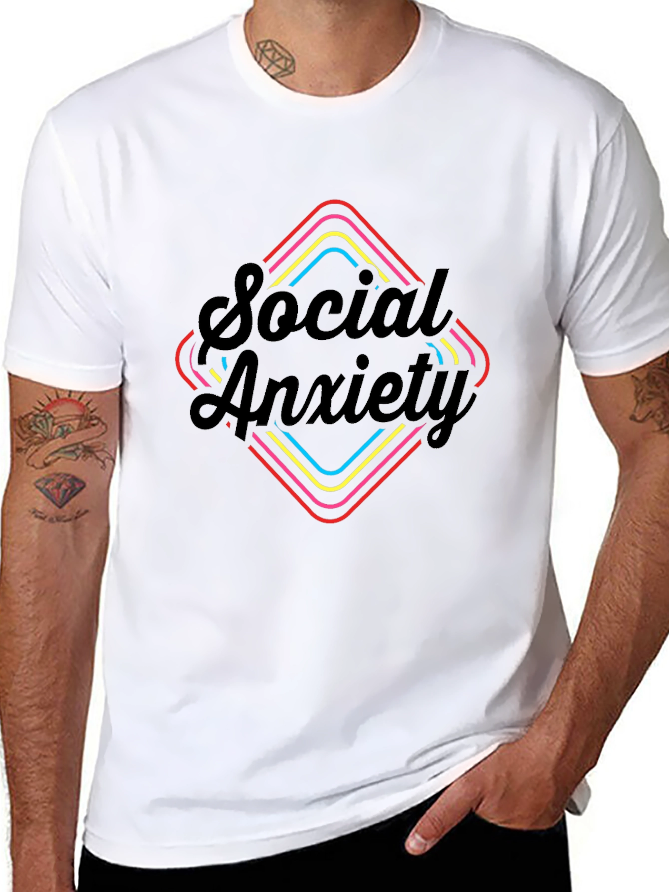 Social Anxiety Graphic Tee - Black Short Sleeve