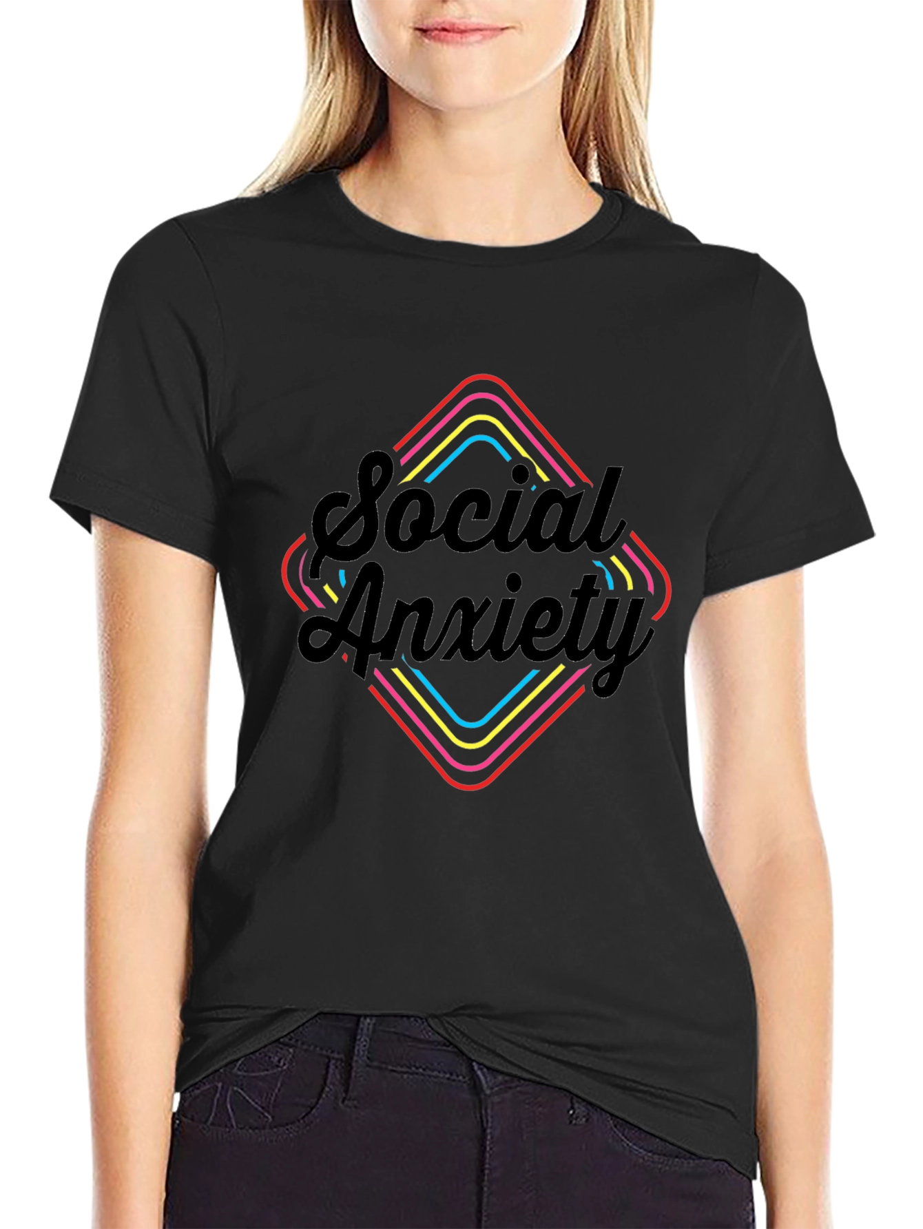 Social Anxiety Graphic Tee - Black Short Sleeve