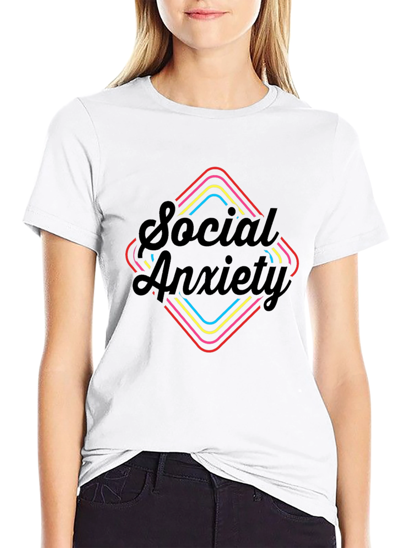 Social Anxiety Graphic Tee - Black Short Sleeve