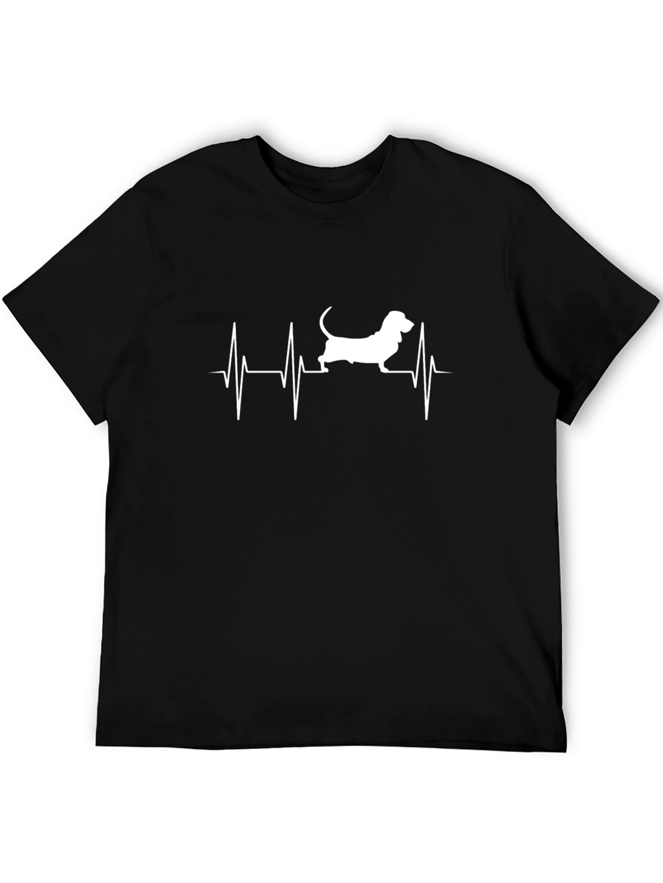 Dog Heartbeat Graphic Tee - Black Cotton Comfort