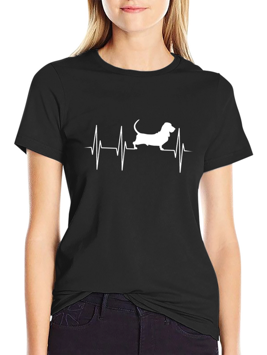 Dog Heartbeat Graphic Tee - Black Cotton Comfort