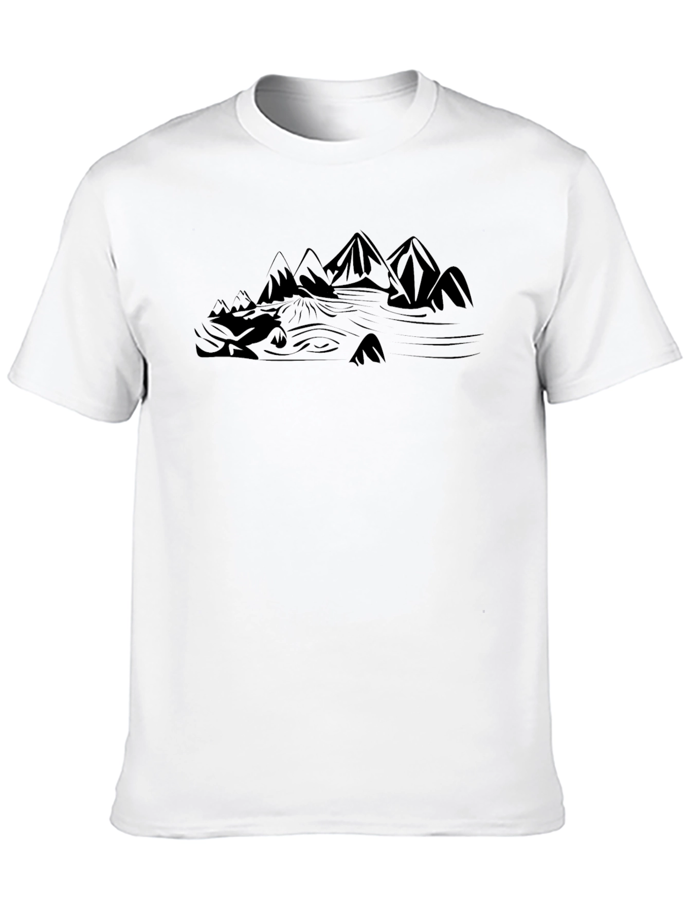 Mountain Landscape Graphic Tee - Black Cotton Blend