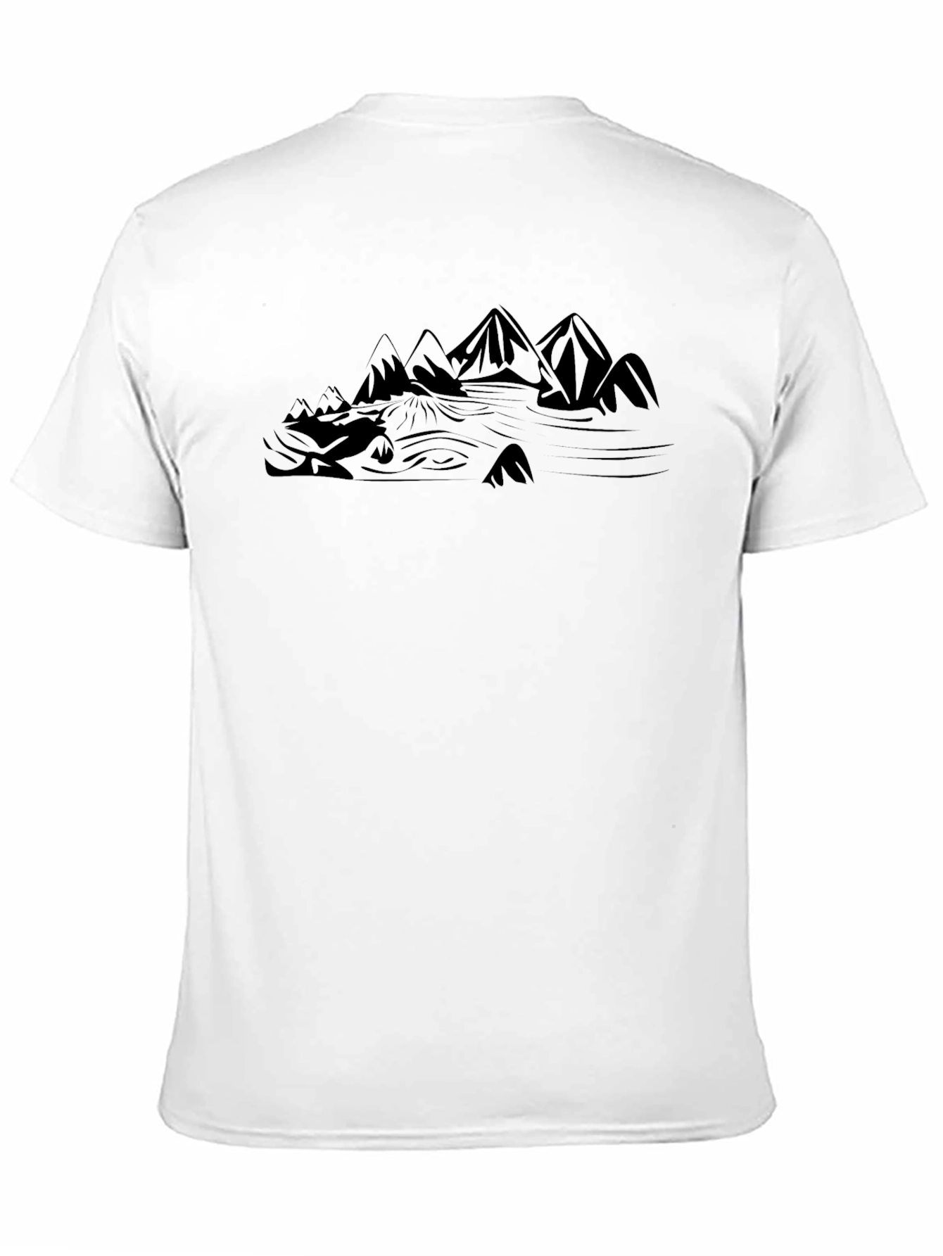 Mountain Landscape Graphic Tee - Black Cotton Blend