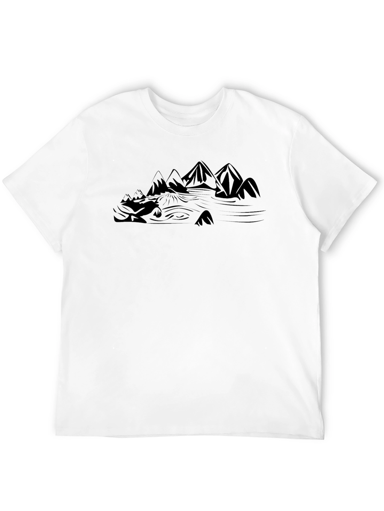 Mountain Landscape Graphic Tee - Black Cotton Blend
