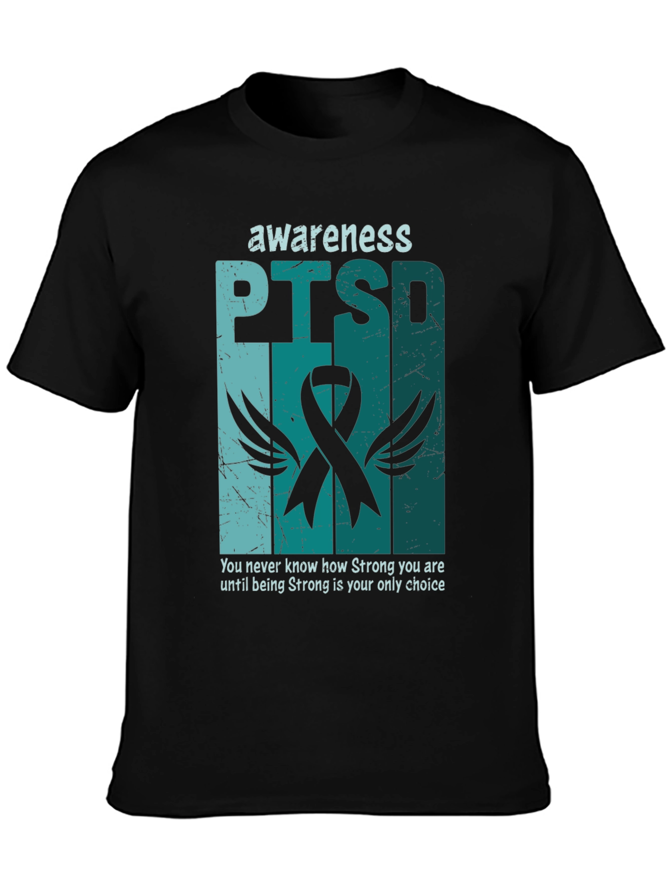 PTSD Awareness T-Shirt - Teal Ribbon Design