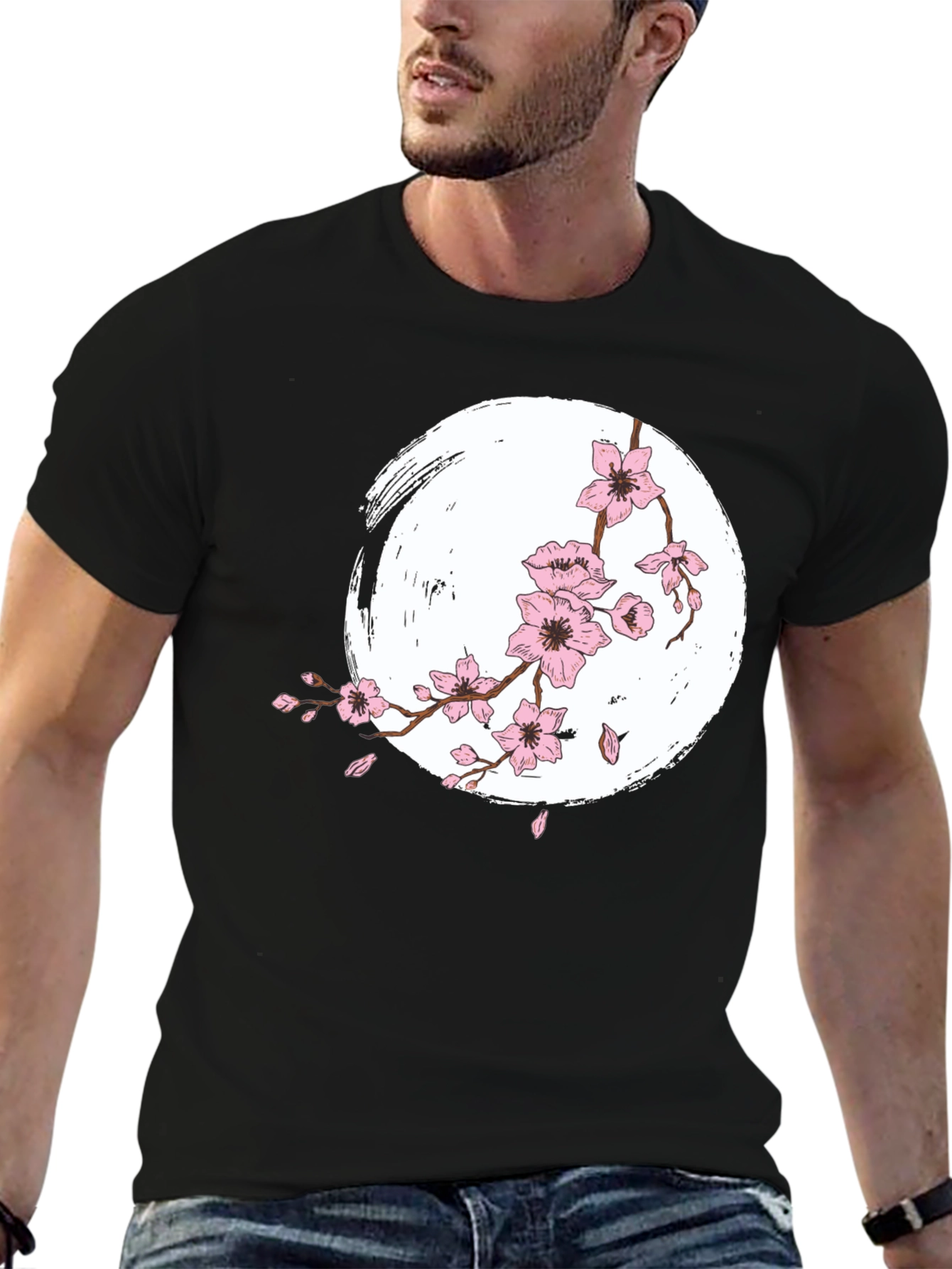 Sakura Bloom T-Shirt - Zen Style Black Tee