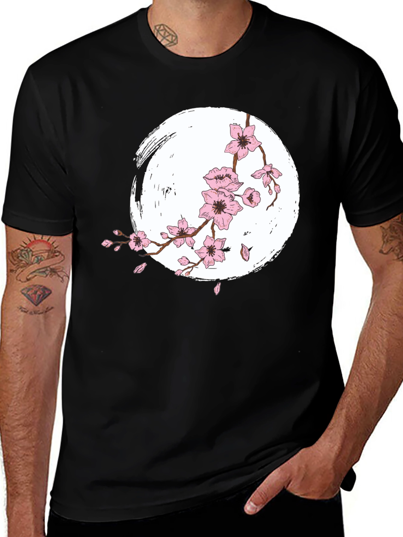 Sakura Bloom T-Shirt - Zen Style Black Tee